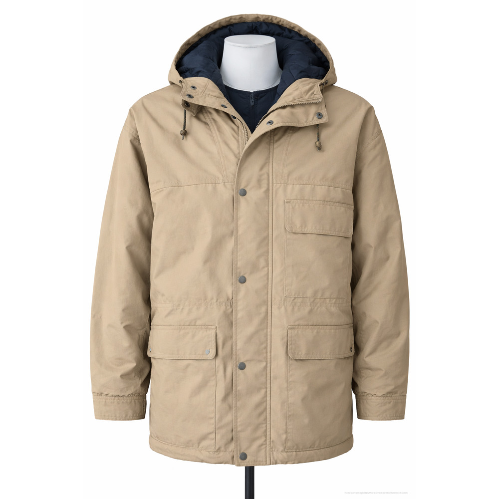 London Fog Outdoors Unlimited Heavy Parka Hooded Tan 44 Reg Coat